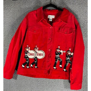 Ohio State Buckeyes OSU Red Velvet Jacket Coat / TBDBITL Rare! VTG Women Large